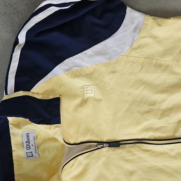 Wilson Yellow and Navy Zip Up Athletic Jacket with White Accents Vintage - Picture 2 of 7